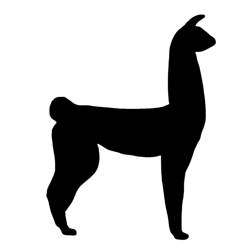 Silhouette of a llama standing against a plain background. Silhouette of a llama standing against a plain background.